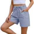 thumbnail image 1 of Gamivast Linen Shorts for Women Drawstring Lightweight Breathable High Waisted Elastic Waist Beach Shorts with Pockets Casual Summer Mid Thigh Relaxed Fit Summer Shorts Vacation Wear, 1 of 7