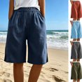 thumbnail image 1 of Gamivast Linen Shorts for Women Flowy High Elastic Waist Bermuda Shorts Side Split Wide Leg Shorts with Pockets Summer Beach Vacation Wear Comfy Pants, 1 of 7