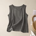 thumbnail image 1 of Gamivast Linen Tank Top for Women Summer Sleeveless Blouse Breathable Casual Basic Crewneck Shirt Lightweight Loose Fit Everyday Vacation Wear Top Dark Gray M, 1 of 4