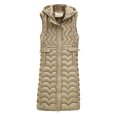 thumbnail image 1 of Gamivast Long Hooded Quilted Vest Women Oversized Zip up Sleeveless Puffer Jackets with Pockets Winter Stand Collar Drawstring Waist Coats Casual Work Solid Outerwear Womens Tops, 1 of 5