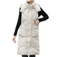 thumbnail image 1 of Gamivast Long Quilted Vest Women with Detachable Hooded Plus Size Stand Collar Sleeveless Padded Jackets Winter Trendy Zip up Coats with Pockets Warm Button Down Outerwear, 1 of 6