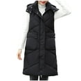 thumbnail image 1 of Gamivast Long Quilted Vest Women with Detachable Hooded Plus Size Stand Collar Sleeveless Padded Jackets Winter Trendy Zip up Coats with Pockets Warm Button Down Outerwear, 1 of 6