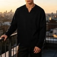 thumbnail image 1 of Gamivast Long Sleeve Shirts for Men V Neck Lightweight Pullover Basic Regular Fit Fall Tops Black XL, 1 of 6