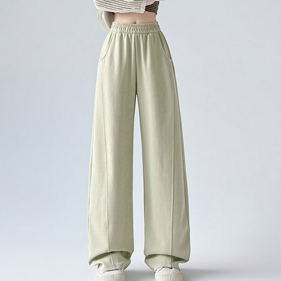 Gamivast Long Sweatpants for Women Tall Baggy Wide Straight Leg Pants with 3 Pockets Fall Trendy Elastic High Waist Pants Casual Workout Pull on Comfortable Joggers Travel Work Outfits