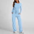 thumbnail image 1 of Gamivast Lounge Sets for Women 2 Piece Solid Long Sleeve Top & Wide Leg Pants Sweatsuits Casual Loose Fit Sweatpants Tracksuits Comfy Soft Outfits, 1 of 7