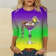 thumbnail image 1 of Gamivast Mardi Gras Shirts for Women Striped Crew Neck 3/4 Sleeve Sweatshirts Loose Drop Shoulder Tunic Tops Casual Trendy Carnival Party Outfits, 1 of 6