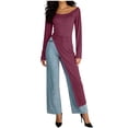 thumbnail image 1 of Gamivast Maxi Dress for Women Scoop Neck Long Sleeve High Slit Tunic Top Longline Shirt Style Casual Outfits Streetwear Fashion Side Split Dress Wear, 1 of 5