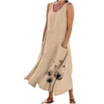 thumbnail image 1 of Gamivast Maxi Dress for Women Sleeveless Print Sundress With Pockets Loose Fit Beach Dress Casual Summer Vacation Daily Lounge Wear, 1 of 5