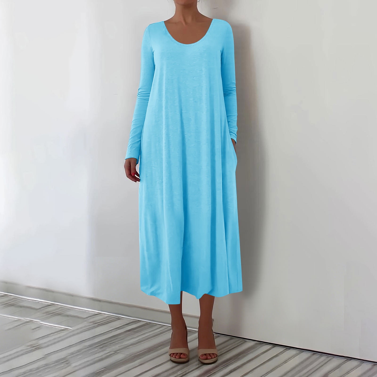 scoop neck long sleeve maxi dress QINSEN Womens Solid Red Maxi Dress Long Sleeve Ribbed Knit Curvy Slim Fit  Formal Cocktail Dress XS at Amazon Women's Clothing store