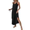 thumbnail image 1 of Gamivast Maxi Dresses for Women Spaghetti Strap V-Neck Long Dress Loose Fit Cami Dress Side High Slit Summer Beach Vacation Cruise Outfits, 1 of 7