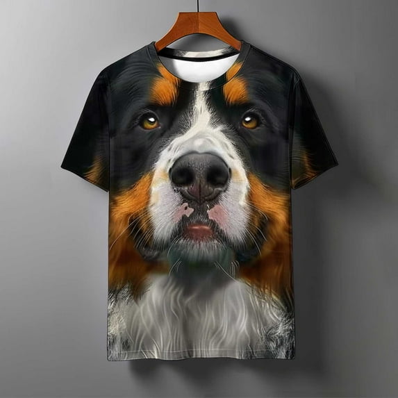 Gamivast Men T Shirts 3D Dog Print Graphic Tshirt Cool Design Crew Neck Tee Casual Short Sleeve T-Shirt Black XXXL Clothes Under $ 5.00 Returns Online