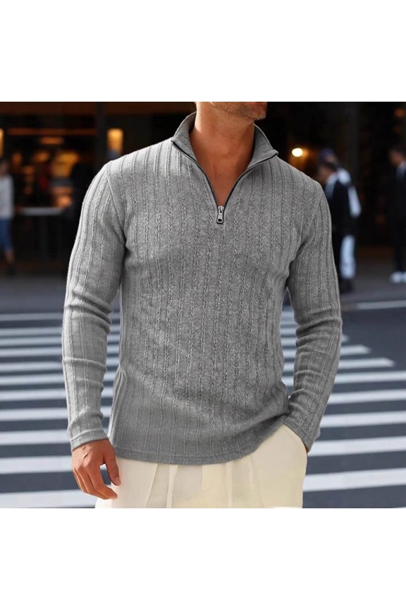 Men's 1/4 Zip Sweaters Long Sleeve Slim Fit Pullover Knitted Mock Neck Tops Lightweight Warm Jumper Business Casual Work Fall Winter Fashion