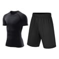 thumbnail image 1 of Gamivast Men's 2 Piece Athletic Set Muscle Fit Short Sleeve Compression Top and Elastic Waist Training Shorts Quick Dry Moisture Wicking Gym Workout Set, 1 of 4