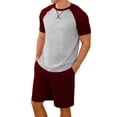 thumbnail image 1 of Gamivast Men's 2 Piece Athletic Set Raglan Short Sleeve T-Shirt and Shorts Color Block Gym Workout Outfit Breathable Soft Casual Running Sport Suit, 1 of 4