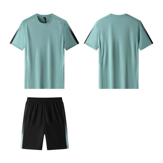 Gamivast Men's 2 Piece Athletic Set Short Sleeve Crew Neck T-Shirt and Shorts Quick Dry Running Outfit with Contrast Trim for Gym Workout Summer Sport Suit