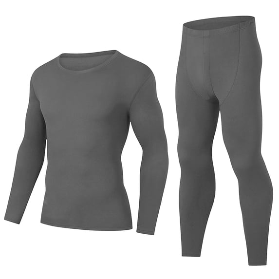 Gamivast Men's 2 Piece Compression Set Thermal Long Sleeve Top and Tights Moisture Wicking Base Layer for Winter Gym Running Workout Sport Outfit