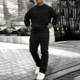 thumbnail image 1 of Gamivast Men's 2 Piece Fleece Sweatsuit Solid Raglan Long Sleeve Crewneck Pullover and Drawstring Joggers Set Soft Warm Tracksuit for Casual Gym Daily Wear, 1 of 7