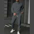 thumbnail image 1 of Gamivast Men's 2 Piece Set Long Sleeve Textured Herringbone Knit Shirt and Pants Soft Smart Casual Outfit for Golf Daily Work Lounge Business, 1 of 6