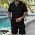 thumbnail image 1 of Gamivast Men's 2 Piece Short Set Textured Button Down Shirt and Shorts Breathable Summer Beach Outfit for Vacation Holiday Casual Daily Pool Wear Suit, 1 of 7