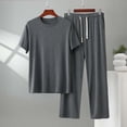 thumbnail image 1 of Gamivast Men's 2 Piece Sleepwear Set Soft Crew Neck Tee and Straight Leg Pants Loose Fit Loungewear Breathable Pajamas Lightweight Nightwear Home Suit, 1 of 5