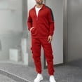 thumbnail image 1 of Gamivast Men's 2 Piece Sweatsuit Textured Zip up Hoodie and Cargo Pants Set Contrast Patch Outfit for Outdoor Work Hiking Casual Daily Sport Clothing, 1 of 7