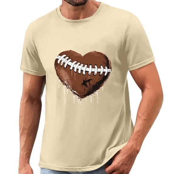 Gamivast Men's Athletic Shirts Heart Football Stitching Crew Neck Short Sleeve Workout Shirts Gym Shirts Moisture Wicking Performance Fabric Activewear