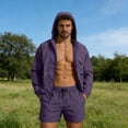 thumbnail image 1 of Gamivast Men's Athletic Short Set Full Zip Windbreaker Jacket and Cargo Shorts Lightweight 2 Piece Outfit for Summer Hiking Running Outdoor Sport Wear, 1 of 7