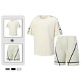 thumbnail image 1 of Gamivast Men's Athletic Short Set Geometric Line Print T-Shirt and Shorts Breathable Quick Dry Outfit for Summer Gym Workout Running Sportswear Suits, 1 of 6