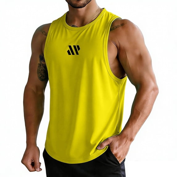 Gamivast Men's Athletic Tank Top Sleeveless Workout Muscle Shirt Breathable Quick-Dry Lightweight Performance Activewear for Gym Running Bodybuilding Training Yellow XXL