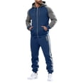 thumbnail image 1 of Gamivast Men's Athletic Tracksuit Full Zip Hooded Jacket and Sweatpants Contrast Raglan Sleeve Set for Gym Running Workout Training Sportswear Outfit, 1 of 7