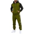 thumbnail image 1 of Gamivast Men's Athletic Tracksuit Full Zip Hooded Jacket and Sweatpants Contrast Raglan Sleeve Set for Gym Running Workout Training Sportswear Outfit, 1 of 7