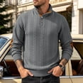 thumbnail image 1 of Gamivast Men's Button Neck Pullover Sweater Soft Cable Knit Long Sleeve Mock Neck Top with Elbow Patches Ribbed Cuffs Regular Fit for Casual Work Travel Fall and Winter Dark Gray S, 1 of 5