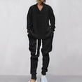 thumbnail image 1 of Gamivast Men's Cable Knit Sweater Set V Neck Pullover Top and Pants Soft Warm 2 Piece Outfit for Winter Casual Daily Home Lounge Sleepwear Clothing, 1 of 7