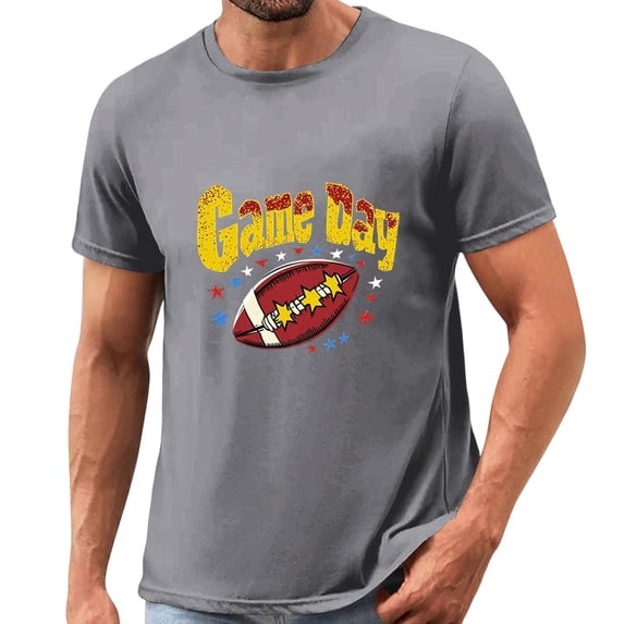 Gamivast Men's Casual Shirts Game Day Colorful Football Graphic Crew Neck Short Sleeve T Shirts Gym Shirts Festive Lightweight Sportswear Workout Wear