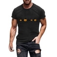 thumbnail image 1 of Gamivast Men's Cute Spooky Cat Pumpkin T-Shirt Halloween Graphic Print Short Sleeve Crewneck Tee Casual Fall Festival Top Novelty Holiday Shirt Flattering Fit Wear Black S, 1 of 5