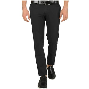 Gamivast Men's Dress Pants Slim Fit Flat Front Straight Fit Pants Expandable Waist Dress Pants Business Party Wedding Pants Black XXL Clearance Past Orders