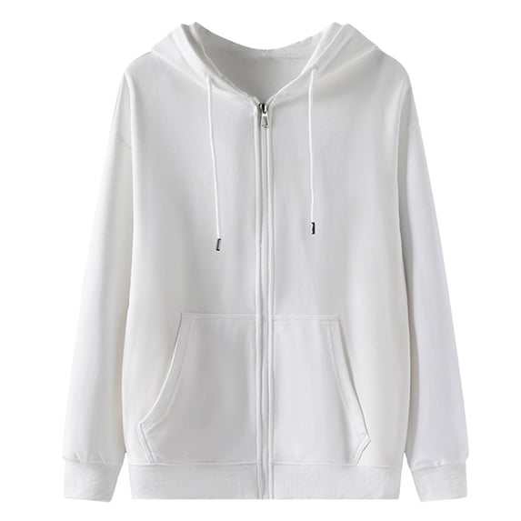 Gamivast Men's Full Zip up Hoodies Long Sleeve Sweatshirts Casual Athletic Basic Jackets with Pockets Fall Winter Activewear Tops for Workout Running Daily Wear White XXXL