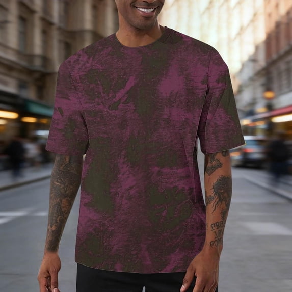 Gamivast Men's Graphic T-Shirts Short Sleeve Crew Neck Vintage Texture Print Tops Loose Fit Casual Tees Breathable Soft Summer Streetwear