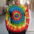 thumbnail image 1 of Gamivast Men's Graphic T-Shirts Tie Dye Spiral Print Crew Neck Long Sleeve Shirts Psychedelic Pattern Soft Breathable Casual Party Tops, 1 of 5