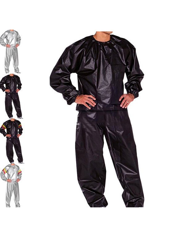 Men's Heavy Duty Sauna Suit Pvc Anti-Rip Workout Top and Pants Sweat Weight Loss Outfit for Gym Boxing Training Exercise Fitness Sports Gear