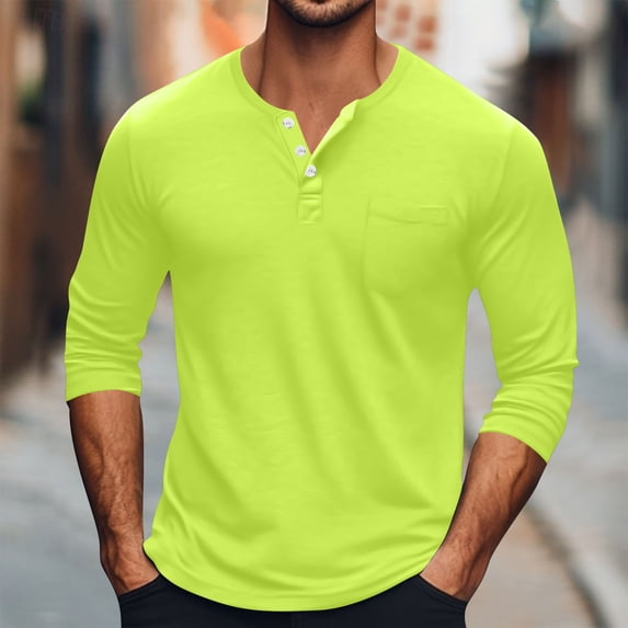 Gamivast Men's Henley Shirts Long Sleeve Casual Basic T-Shirts with Chest Pocket 3-Button Placket Lightweight Regular Fit Pullover Tops for Fall Everyday Wear Rose Gold XXXL