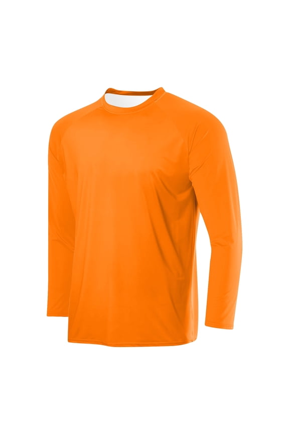 Men's Long Sleeve Shirts Workout Quick Dry T-Shirts Crew Neck Raglan Sleeve Activewear Athletic Tops Gym Running Tee Breathable Base Layer for Outdoor Sports Orange S