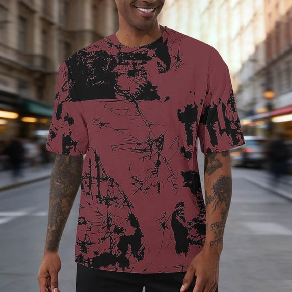 Gamivast Men's Oversized T-Shirts Short Sleeve Crew Neck Grunge Texture Graphic Tees Loose Fit Streetwear Tops Breathable Soft Summer
