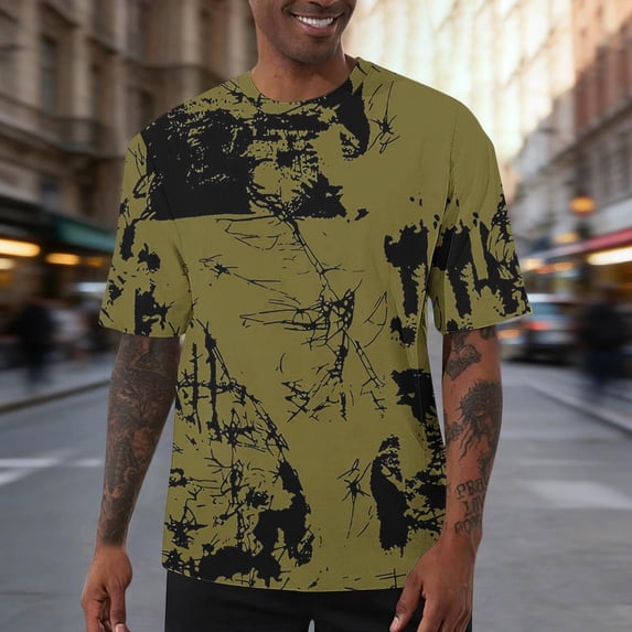 Gamivast Men's Oversized T-Shirts Short Sleeve Crew Neck Grunge Texture Graphic Tees Loose Fit Streetwear Tops Breathable Soft Summer