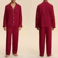 thumbnail image 1 of Gamivast Men's Pajama Sets Long Sleeve Button Down Shirt & Pants Sleepwear Contrast Piping Soft Comfy Nightwear Loungewear 2 Piece Matching Suits, 1 of 5