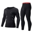 thumbnail image 1 of Gamivast Men's Performance Compression Set Long Sleeve Top and Tights Zoning Design Base Layer Moisture Wicking Suit for Gym Running Athletic Sport, 1 of 6
