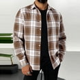 thumbnail image 1 of Gamivast Men's Plaid Flannel Shirts Long Sleeve Button Down Casual Collared Tops Classic Fit Checkered Dress Shirts for Fall Winter Daily Workwear Essential Brown XL, 1 of 6