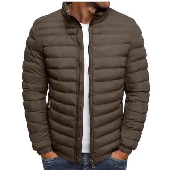 Gamivast Men's Puffer Jacket Quilted Zip Up Stand Collar Winter Fall Casual Coat Packable Warm Outerwear for Travel Hiking Outdoor