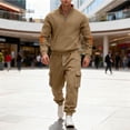 thumbnail image 1 of Gamivast Men's Quarter Zip Tracksuit Stand Collar Pullover and Cargo Pants Set Contrast Patch Outfit for Outdoor Work Hiking Camping Casual Daily Wear, 1 of 7