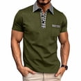 thumbnail image 1 of Gamivast Men's Short Sleeve Plaid Collar Shirts Contrast Trim Golf Tops Business Casual T-Shirt Moisture Wicking Breathable Soft Summer Work, 1 of 7